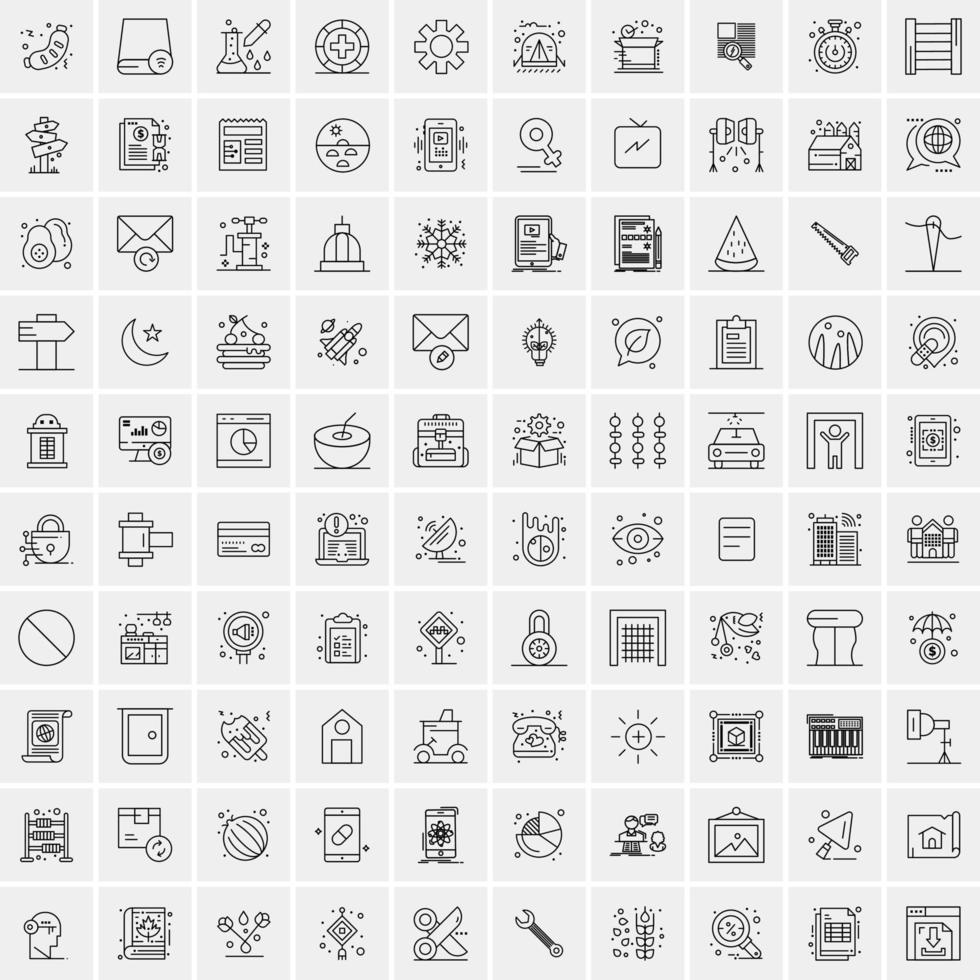 conjunto de 100 ícones de linha de negócios criativos vetor