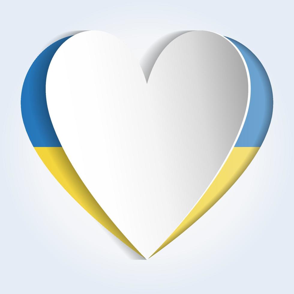bandeira ucraniana e coração em estilo de corte de papel. ilustração vetorial. vetor