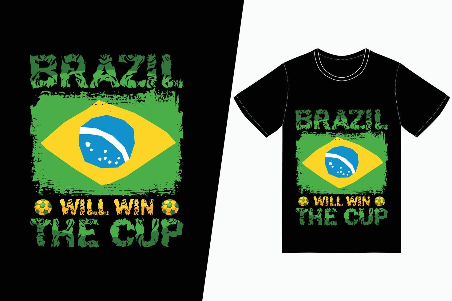brasil vai ganhar a copa fifa futebol design. vetor de design de t-shirt de futebol fifa. para impressão de camisetas e outros usos.