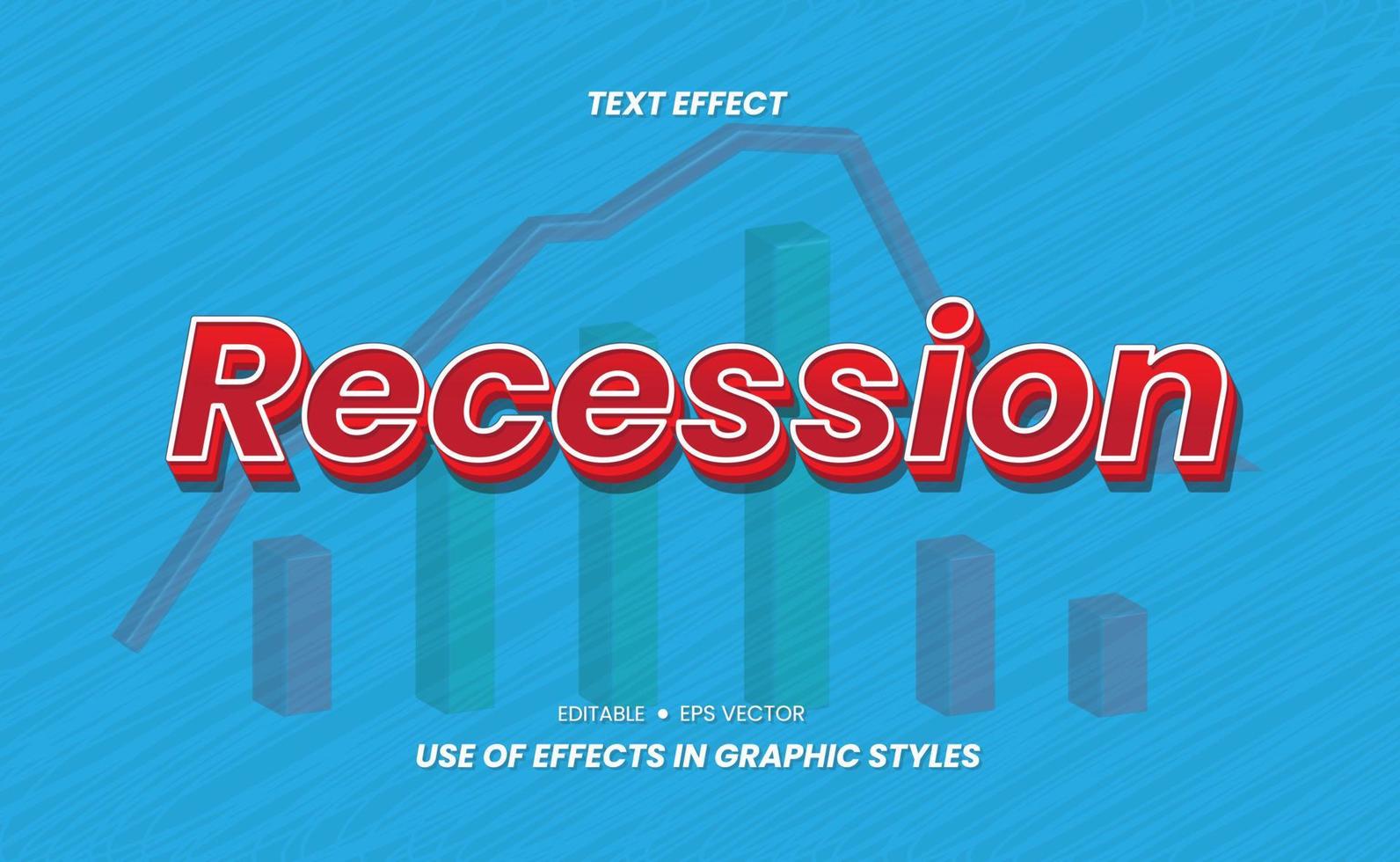 Texto de efeito 3D com palavras de recessão. o texto pode ser personalizado novamente através das configurações de estilo gráfico vetor