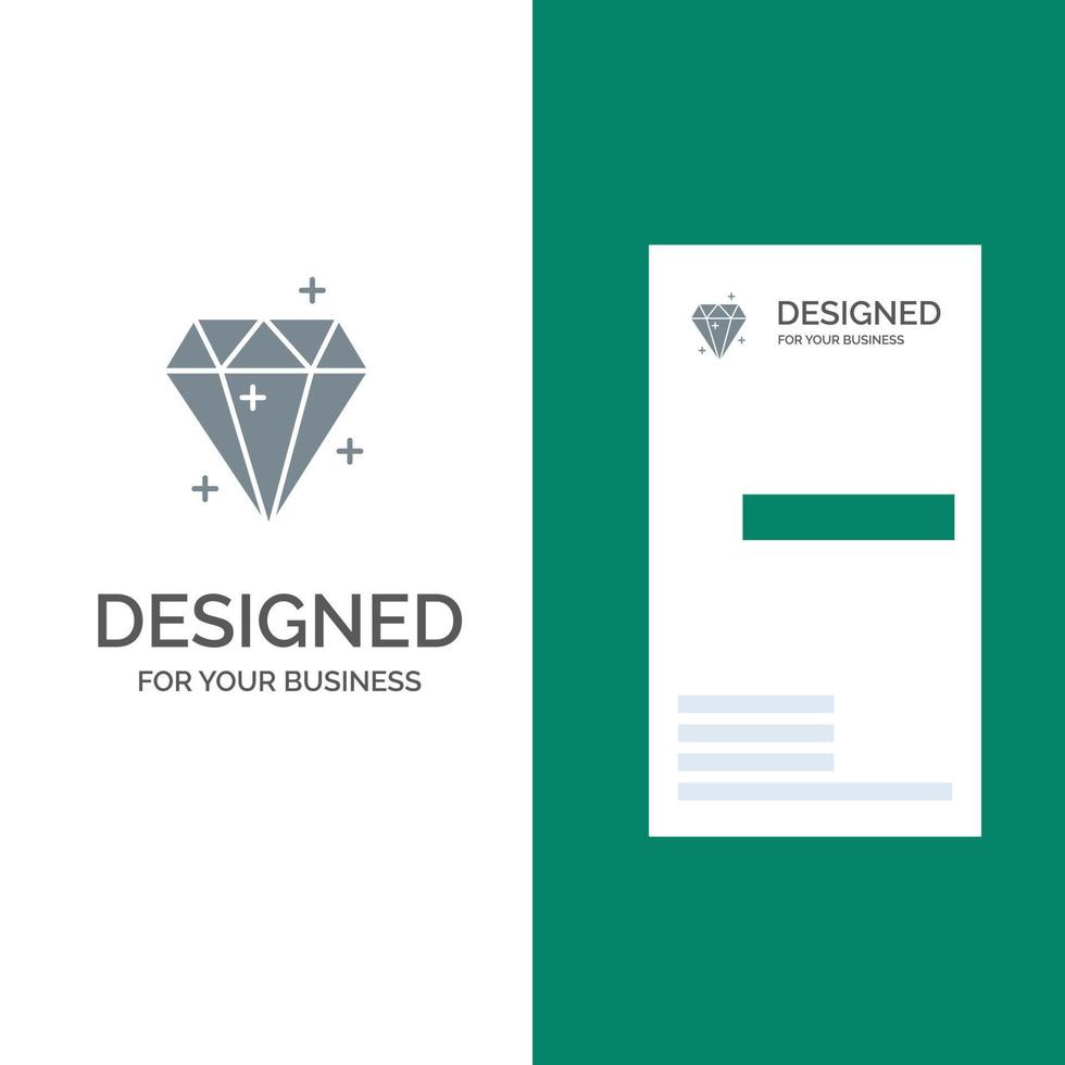 design de logotipo cinza de prêmio de sucesso de cristal de diamante e modelo de cartão de visita vetor