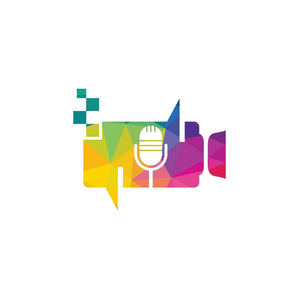 design de logotipo de vetor de podcast de vídeo. conceito de logotipo de podcast de vídeo digital.