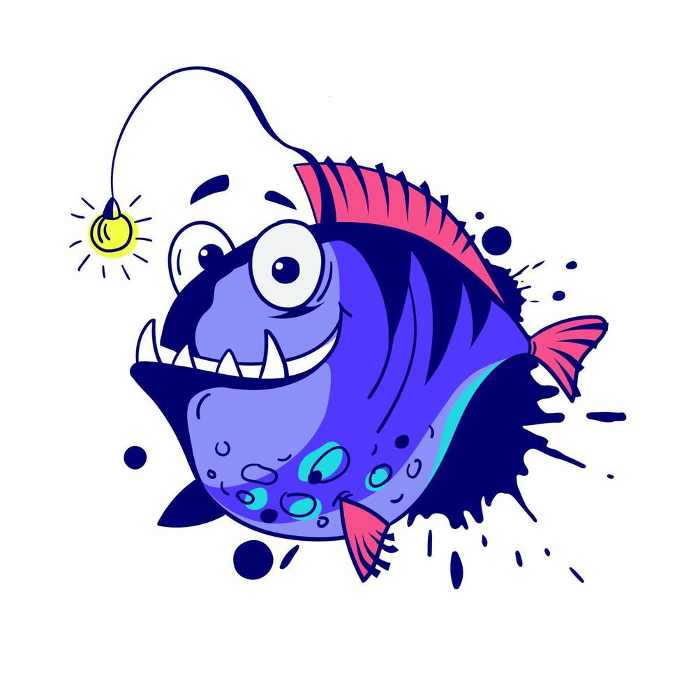 peixe engraçado dos desenhos animados, ilustração vetorial vetor