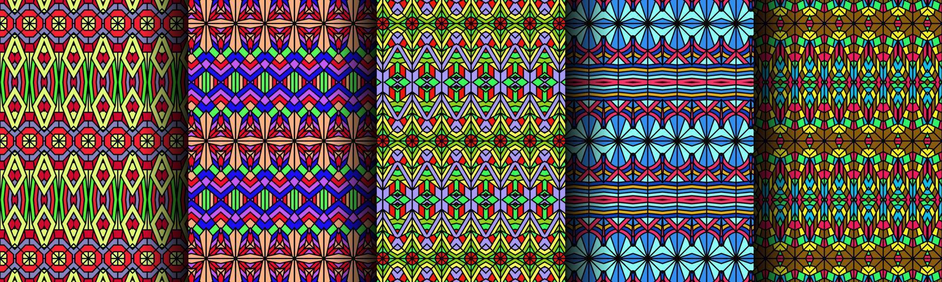 pacote de coleção de padrão étnico moderno colorido vetor