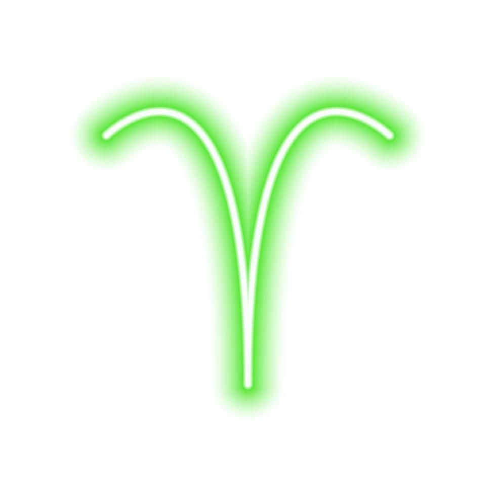 signo de néon verde aries em branco. previsões, astrologia, horóscopo. vetor