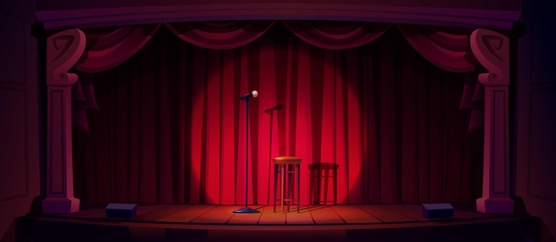 palco de show de comédia com microfone e banco vetor