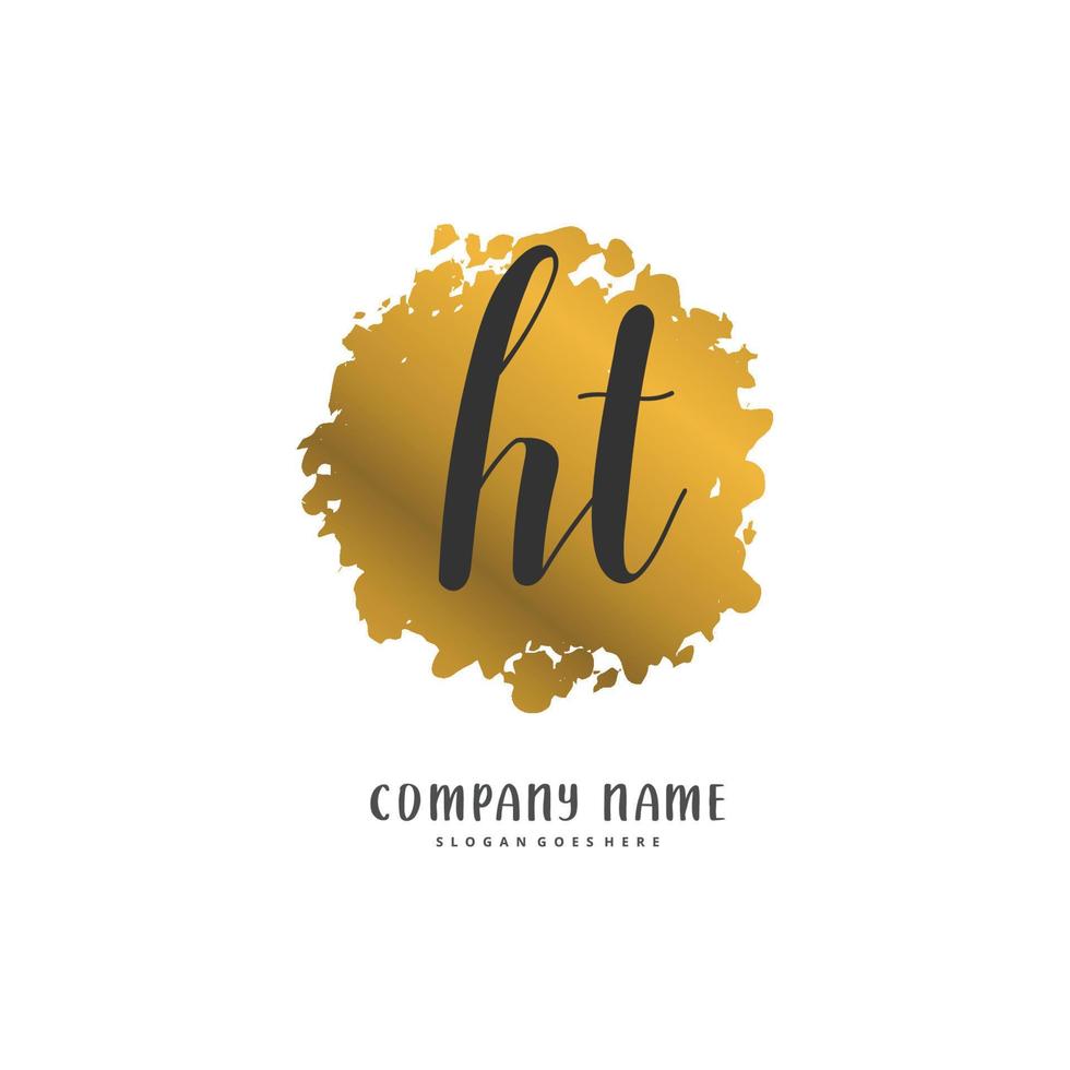 ht caligrafia inicial e design de logotipo de assinatura com círculo. logotipo manuscrito de design bonito para moda, equipe, casamento, logotipo de luxo. vetor