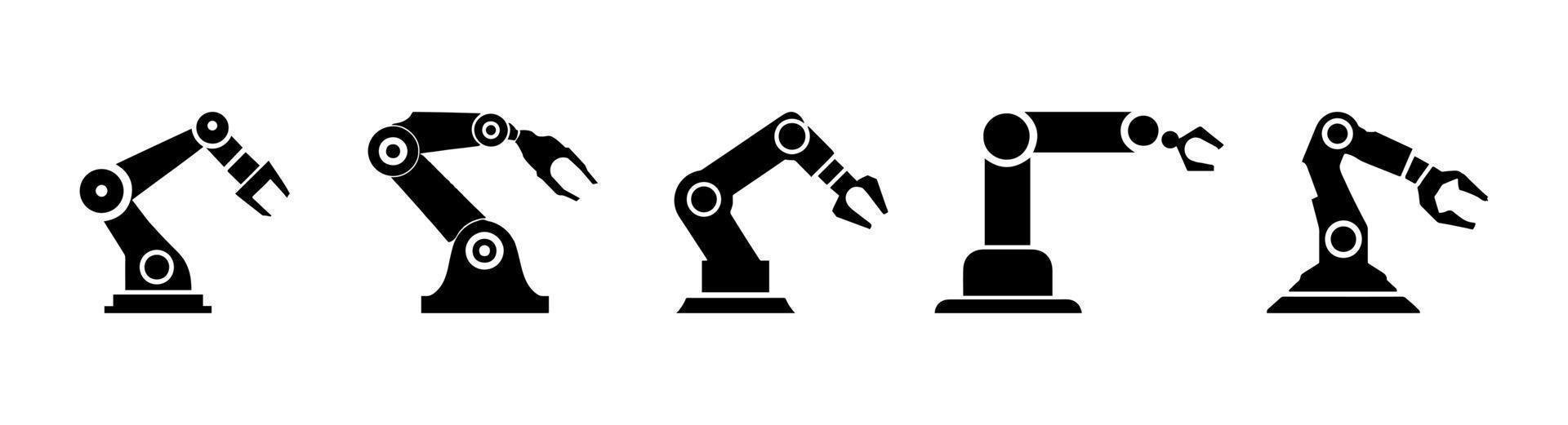 ícone de símbolo de silhueta de manipulador de mão robótica. vetor