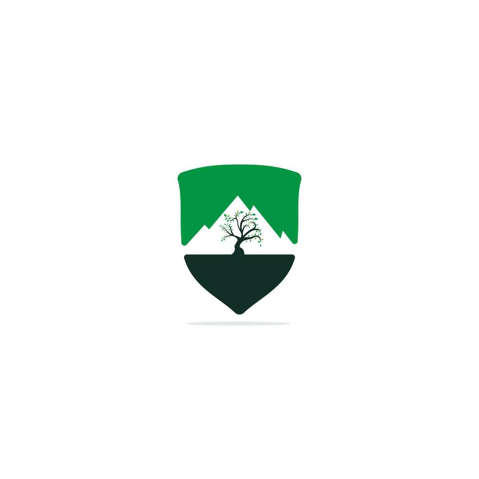 design de logotipo de vetor de montanha e árvore. logotipo para conceitos de viagens, agricultura e ecologia.