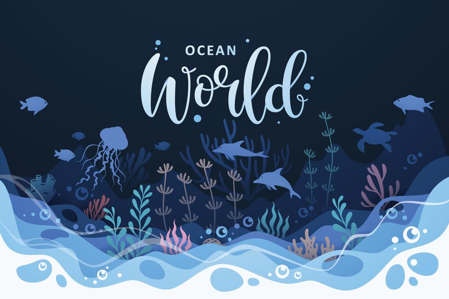 paisagem de oceanos ilustração do mundo subaquático vetor