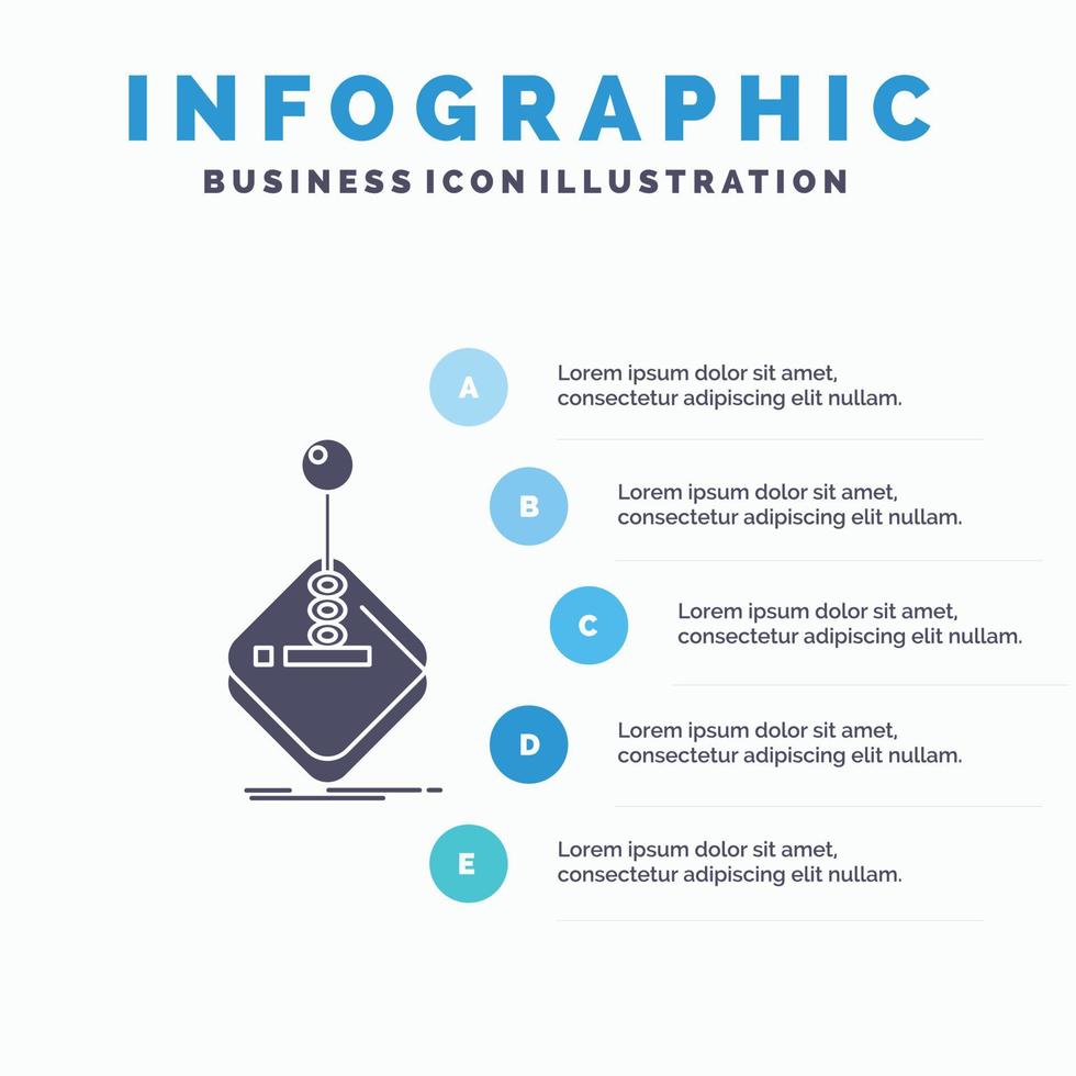 videogames. jogos. jogos. controle de video game. vara modelo de infográficos para site e apresentação. ícone de glifo cinza com ilustração em vetor estilo infográfico azul.