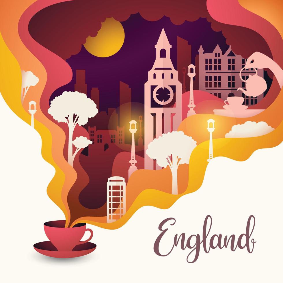 ilustração de publicidade de viagens criativas para londres para fundo de banners ou panfletos vetor