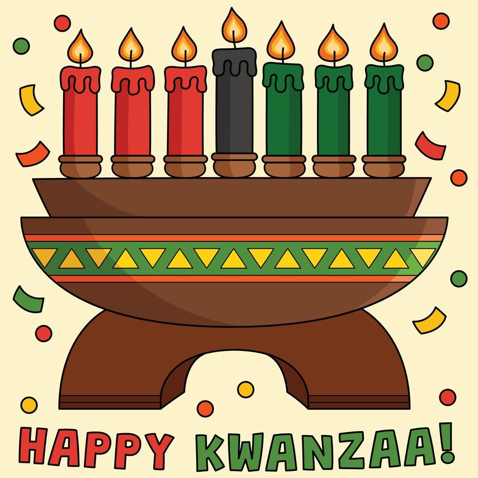 feliz kwanzaa kinara ilustração de desenho animado colorido vetor
