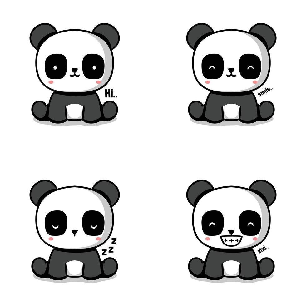 ilustração vetorial de emoji de panda fofo vetor