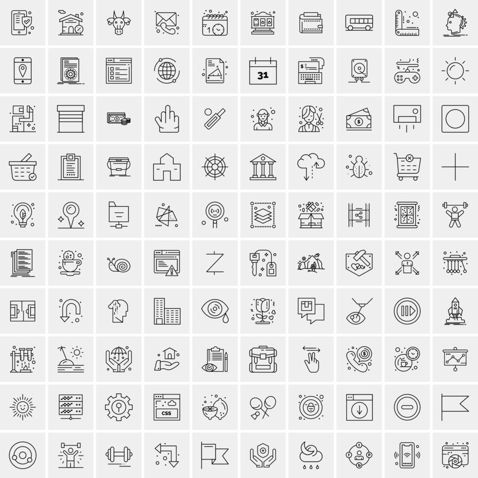 conjunto de 100 ícones de linha de negócios criativos vetor