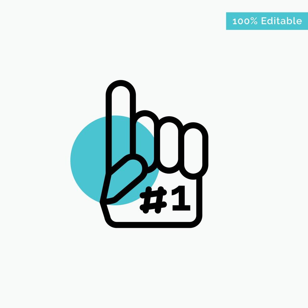 ícone de vetor de ponto de círculo de destaque turquesa esporte de espuma de dedo fanático