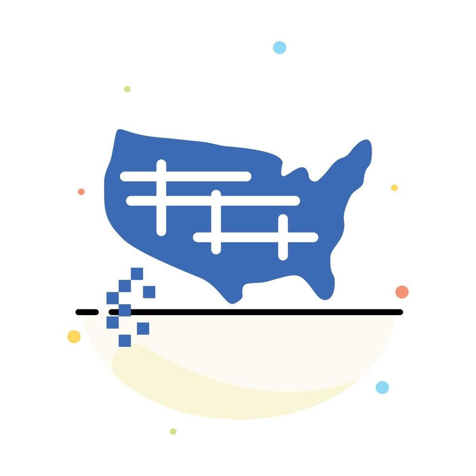 modelo de ícone de cor plana abstrata de estados unidos dos estados unidos do mapa vetor