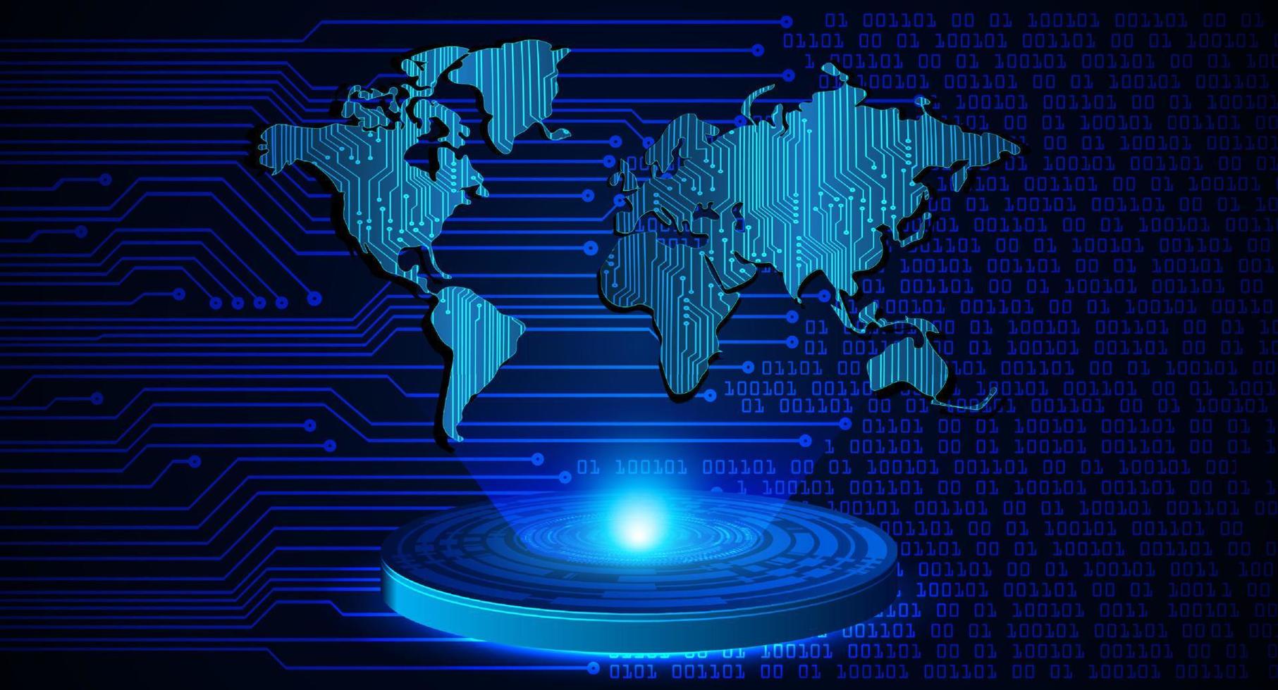 projetor holográfico de mapa do mundo moderno em fundo de tecnologia vetor