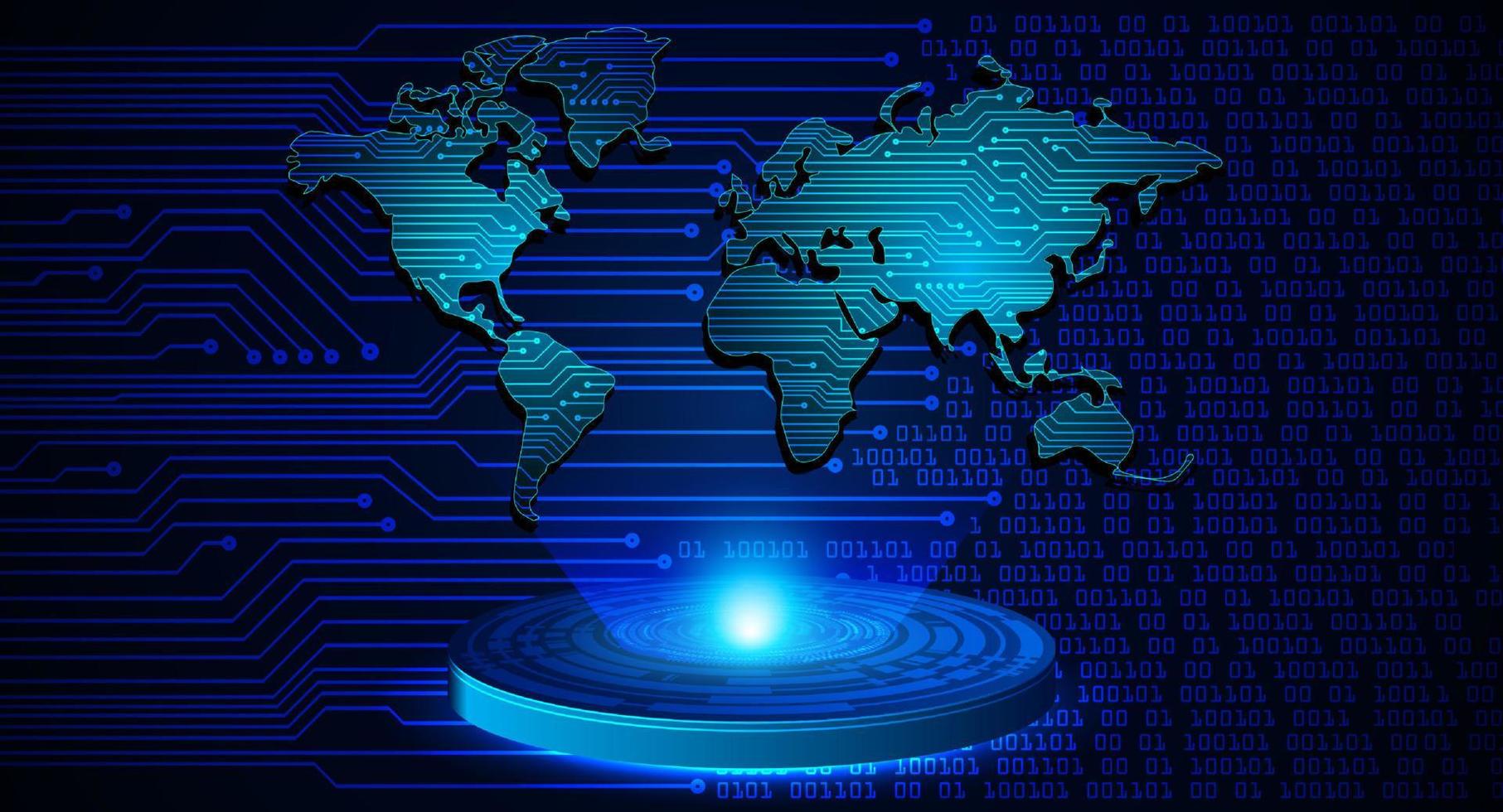 projetor holográfico de mapa do mundo moderno em fundo de tecnologia vetor