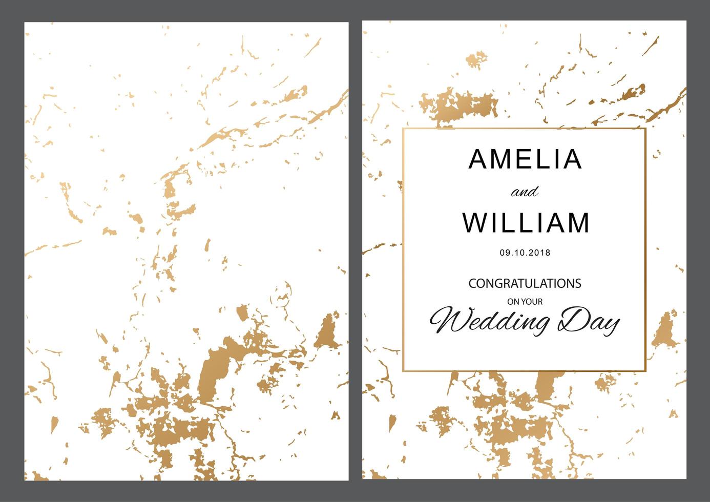 textura de folha de ouro de casamento com cartão de moldura de ouro vetor