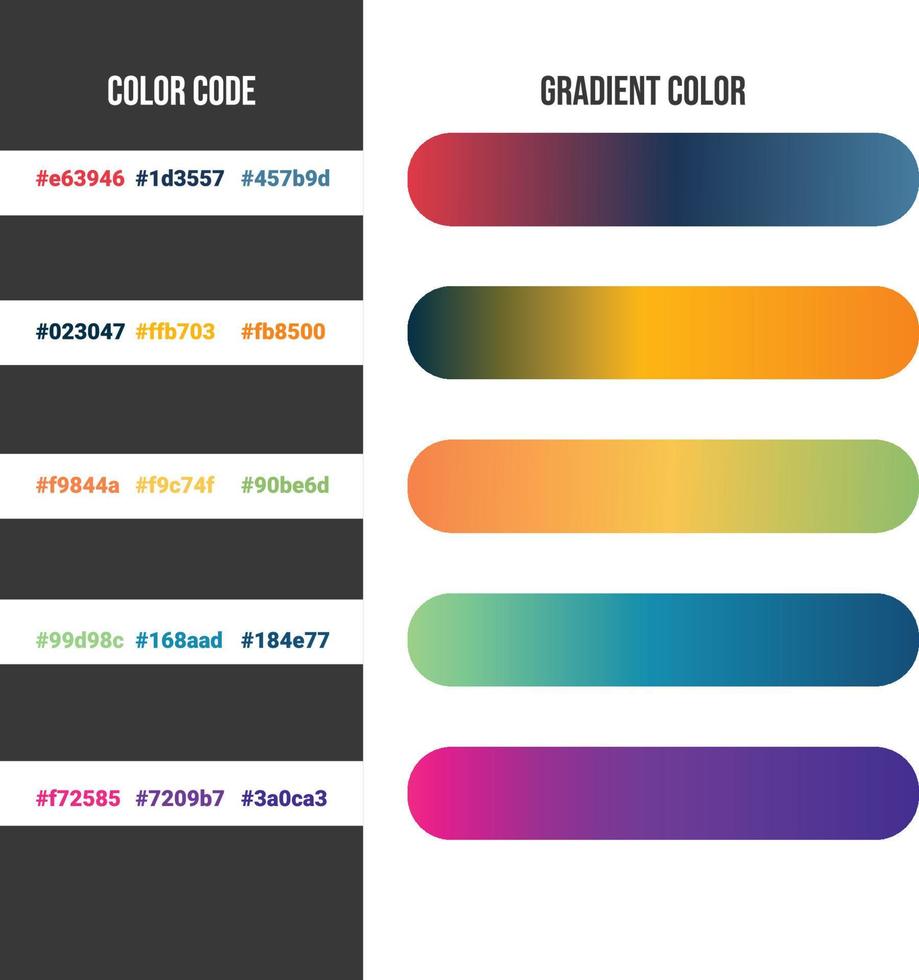 5 paleta de cores gradiente deferente vetor