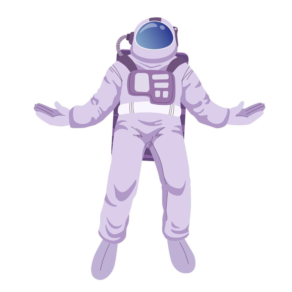 astronauta flutuando no espaço sideral. ilustração vetorial em estilo cartoon. isolado no fundo branco. vetor