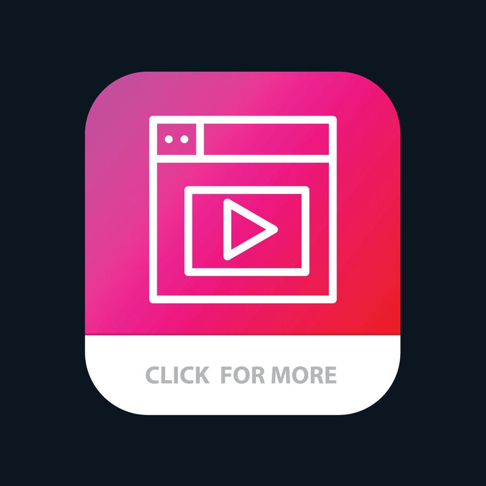 web design vídeo botão de aplicativo móvel versão de linha android e ios vetor