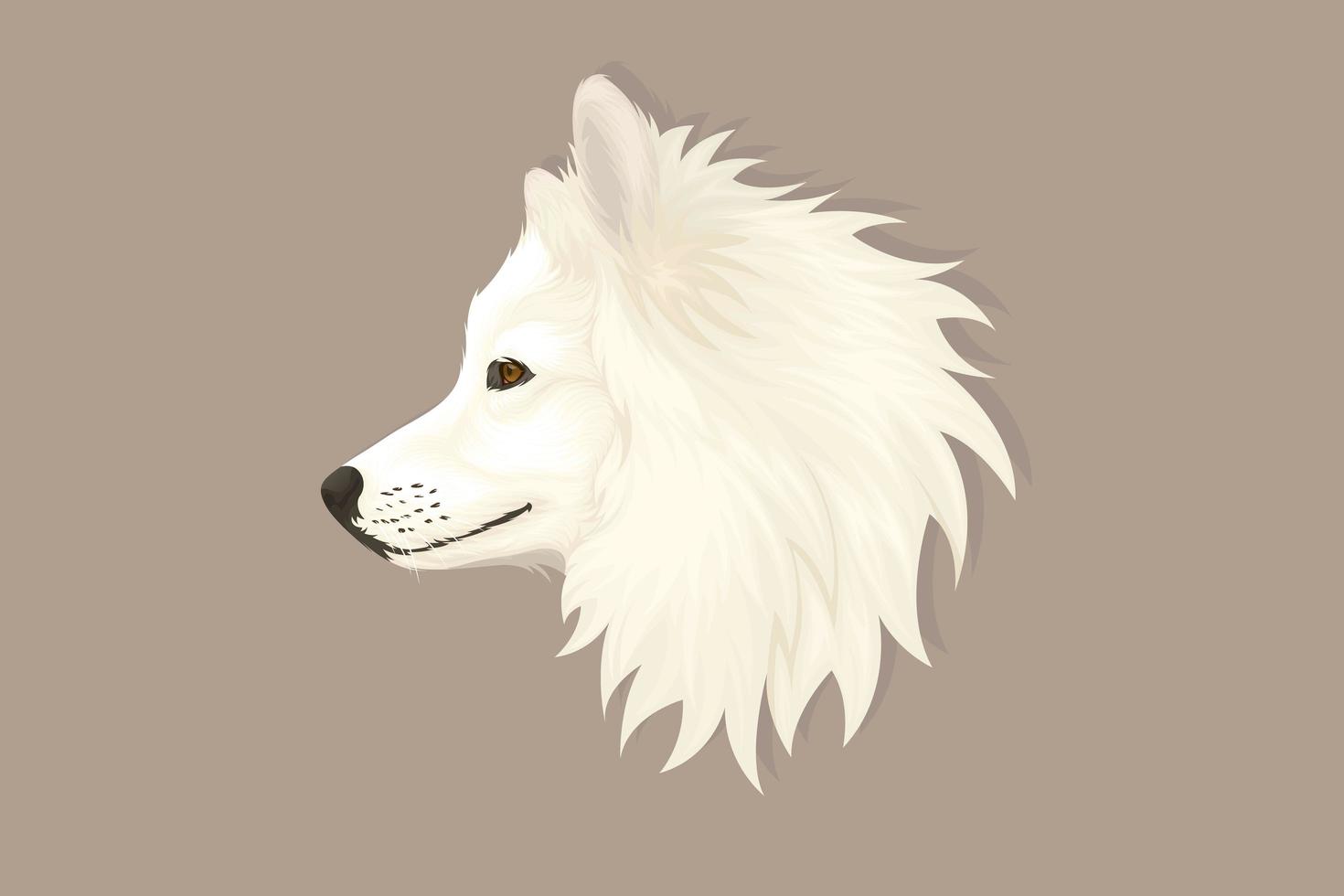 cabeça de cachorro branca em estilo realista vetor