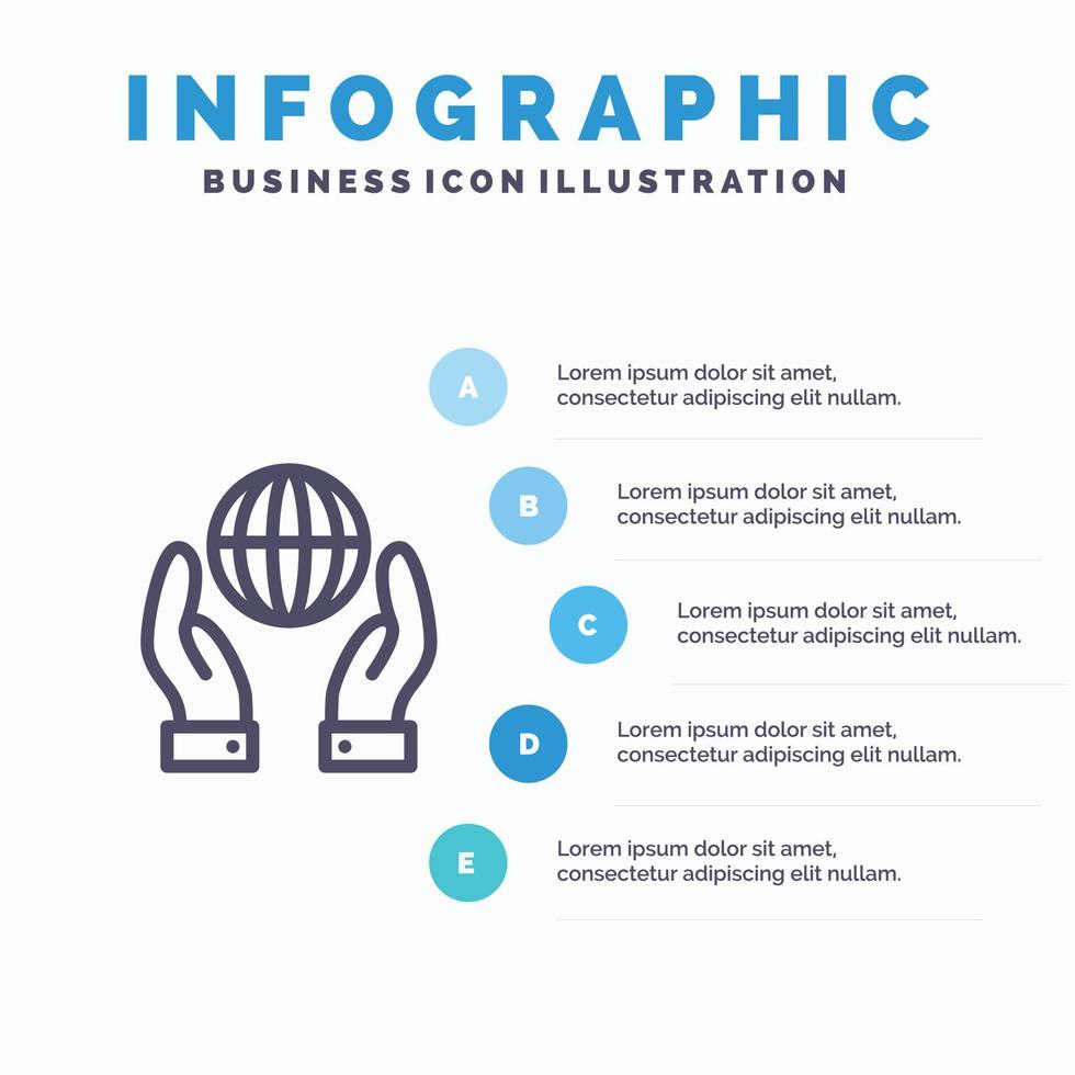 ícone de linha de energia de conservação da biosfera com fundo de infográficos de apresentação de 5 etapas vetor