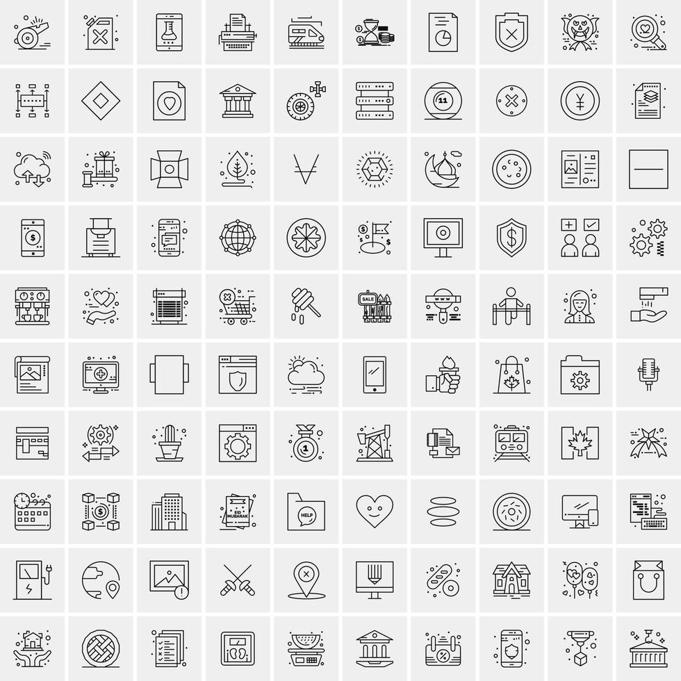 conjunto de 100 ícones de linha de negócios criativos vetor