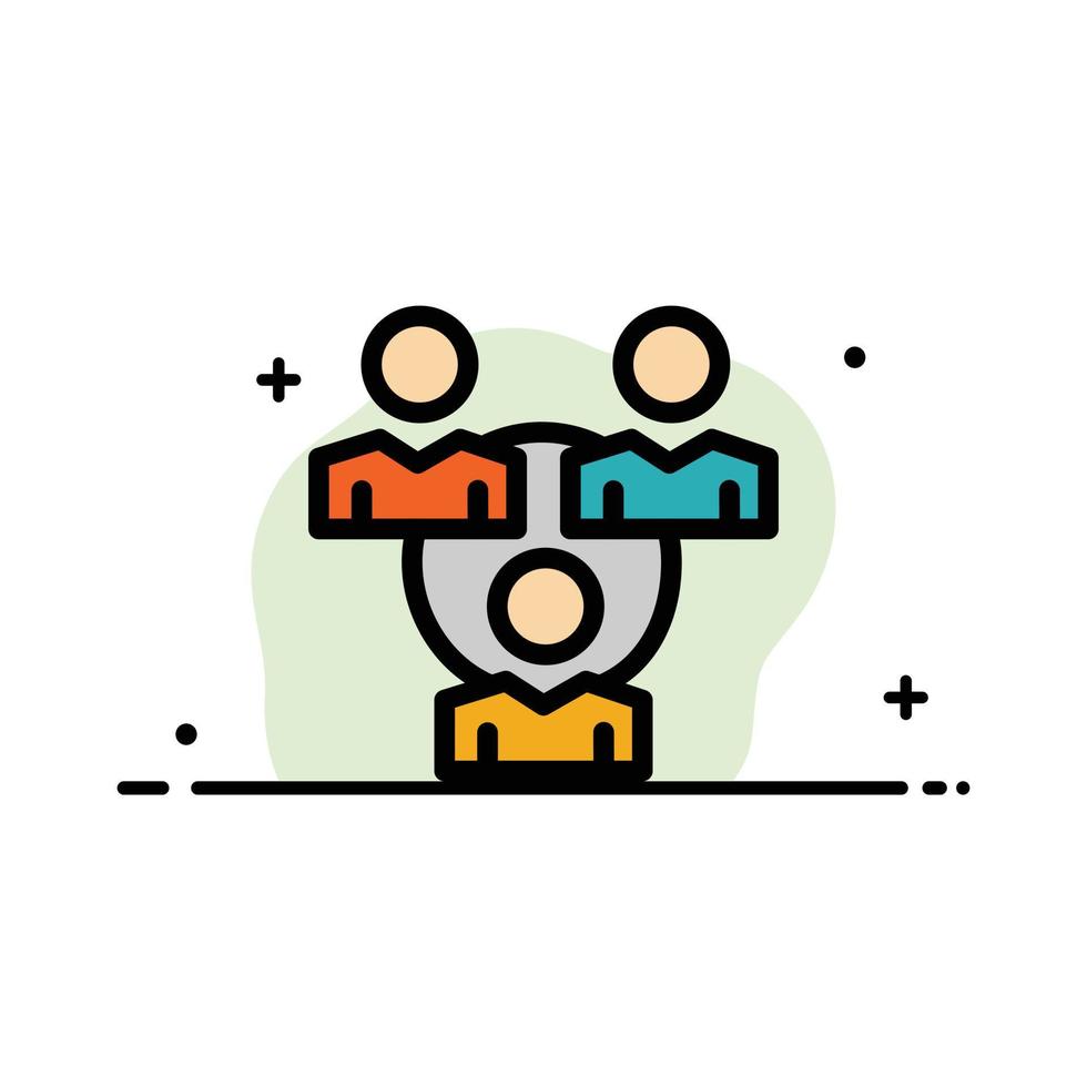 modelo de banner de vetor de ícone cheio de linha plana de negócios de comunicação de reunião de conexão