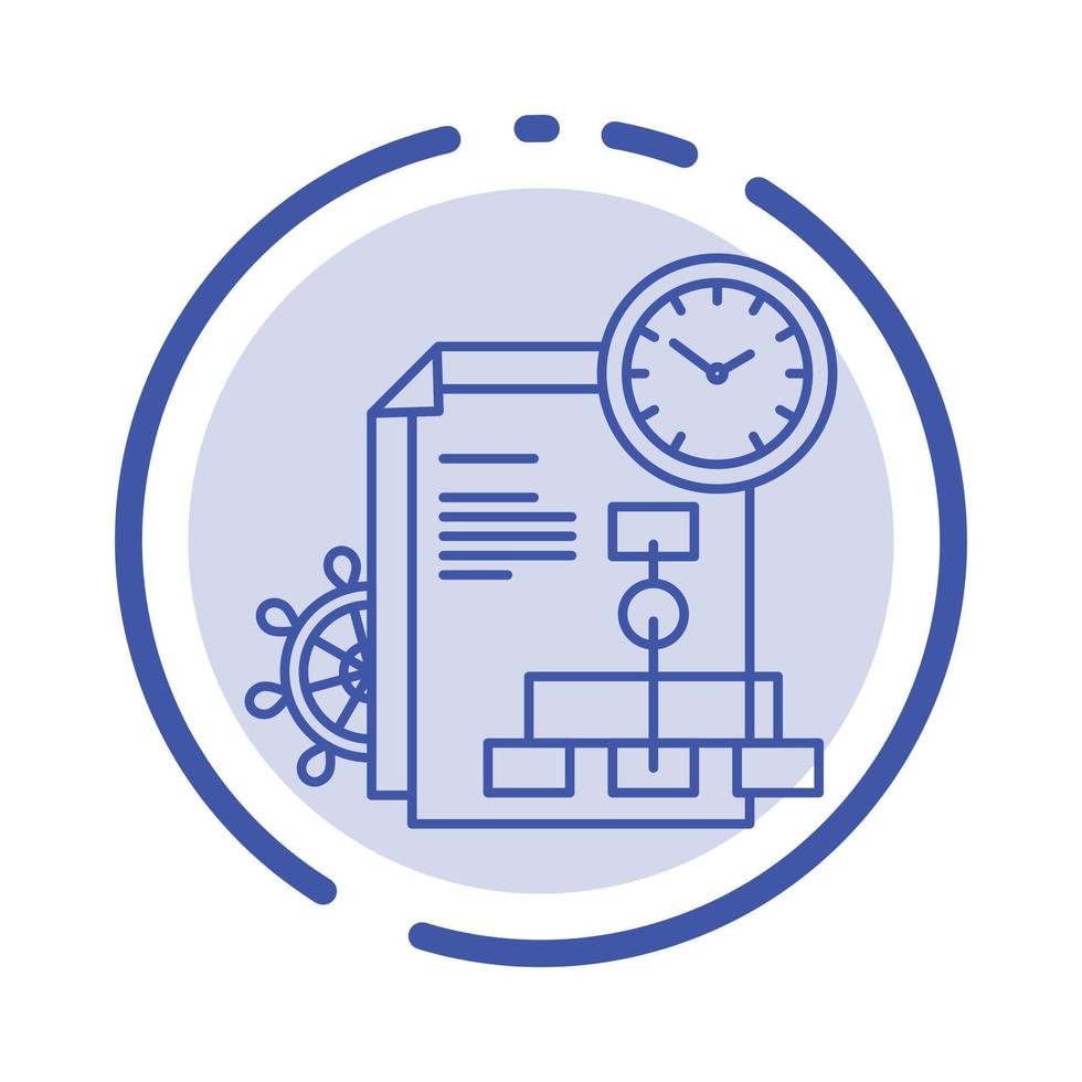 ícone de linha pontilhada azul de negócios de relatório de arquivo de tempo vetor