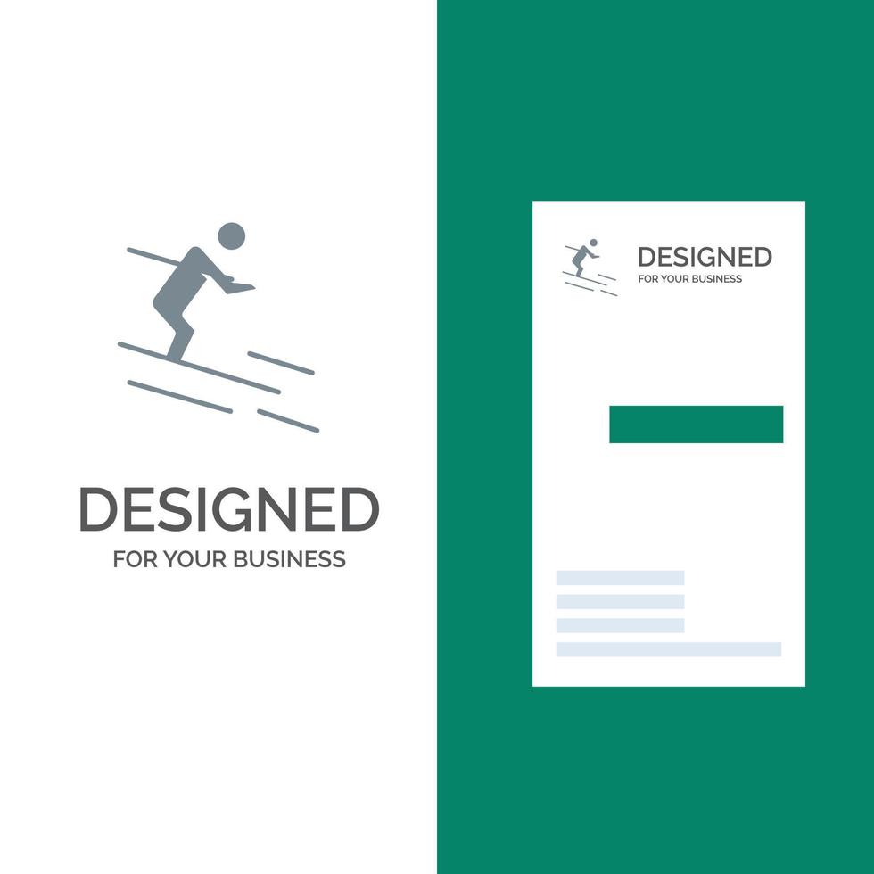 atividade esqui esqui esportista design de logotipo cinza e modelo de cartão de visita vetor