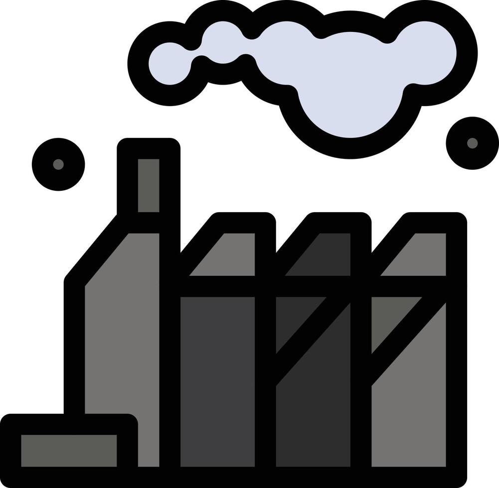modelo de banner de ícone de vetor de ícone de cor plana de fábrica de poluição de energia