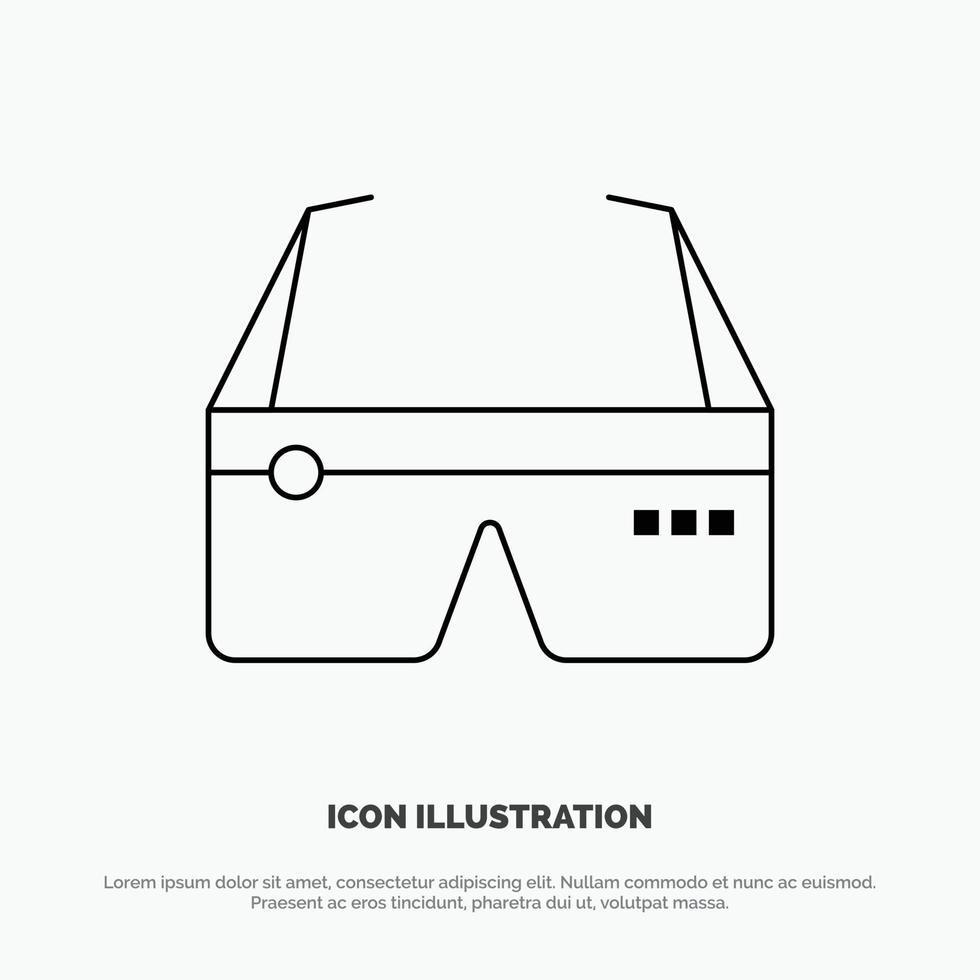 vetor de ícone de linha do google de óculos digitais de computação de computador