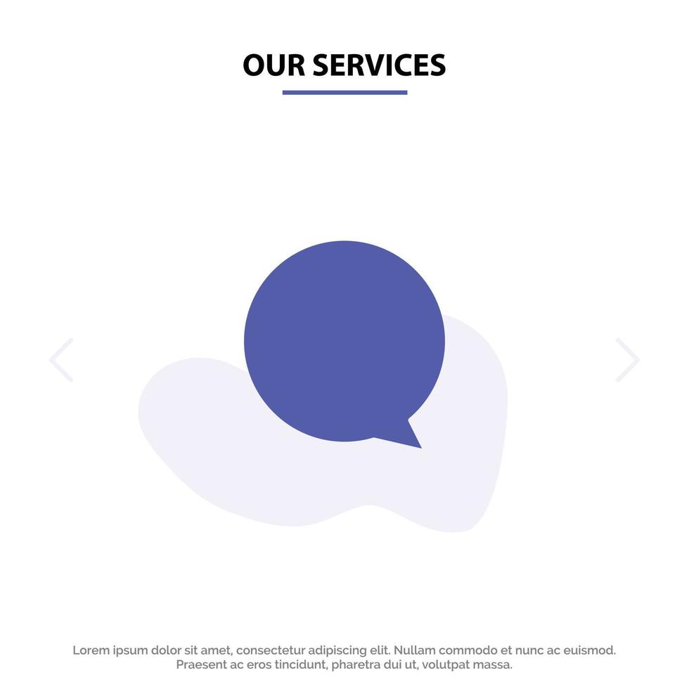nosso modelo de cartão web de ícone de glifo sólido de interface de instagram de bate-papo de serviços vetor