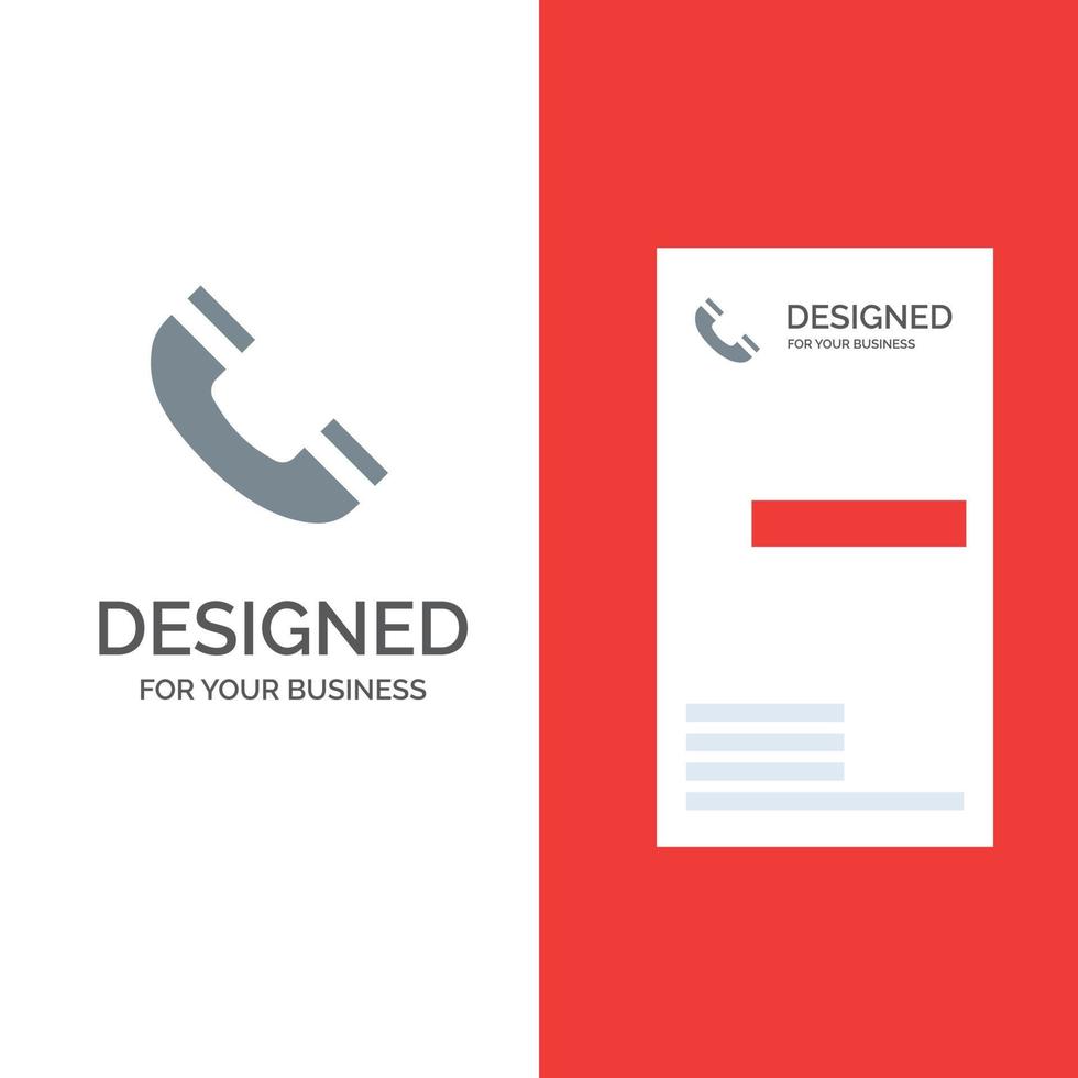 interface de chamada telefone ui design de logotipo cinza e modelo de cartão de visita vetor