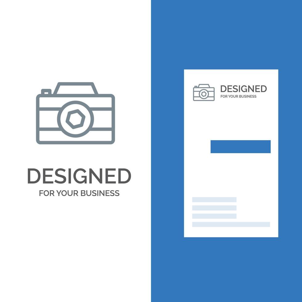 design de logotipo cinza de foto de imagem de câmera e modelo de cartão de visita vetor