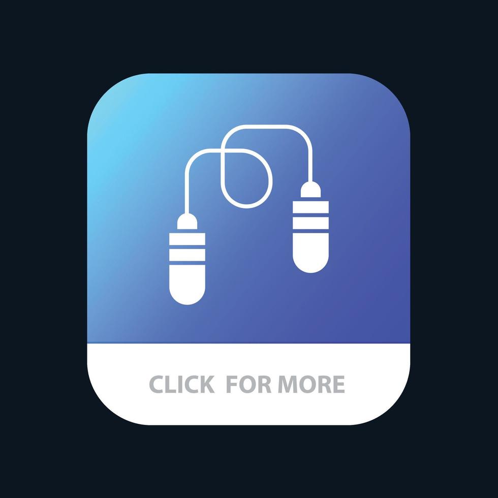 exercício fitness pular corda pulando botão de aplicativo móvel versão android e ios glyph vetor