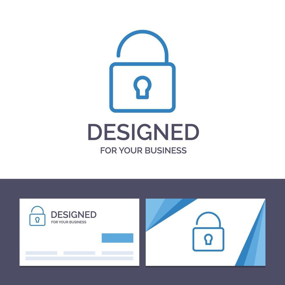 cartão de visita criativo e modelo de logotipo desbloquear bloqueio ilustração vetorial de segurança vetor