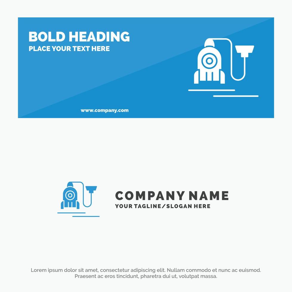 máquina de vácuo cabo de hotel ícone sólido banner de site e modelo de logotipo de negócios vetor
