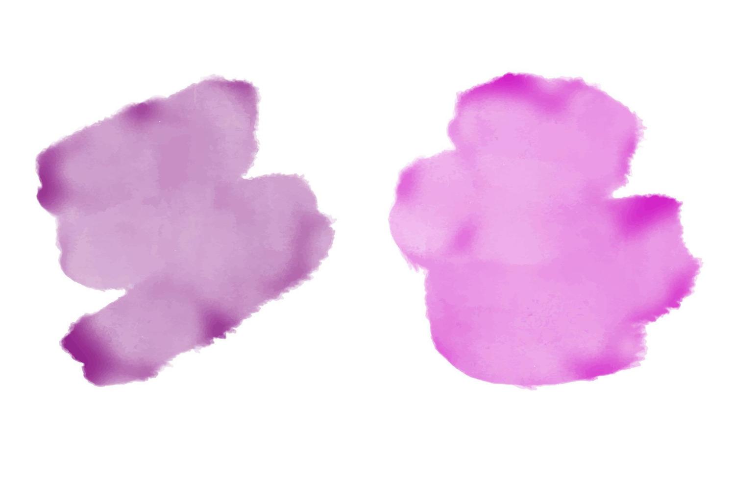 conjunto de respingos de água aquarela roxo abstrato sobre um fundo branco. textura de aquarela de vetor na cor azul. mancha de pincel de tinta. mancha de luz suave roxa. respingo violeta aquarela