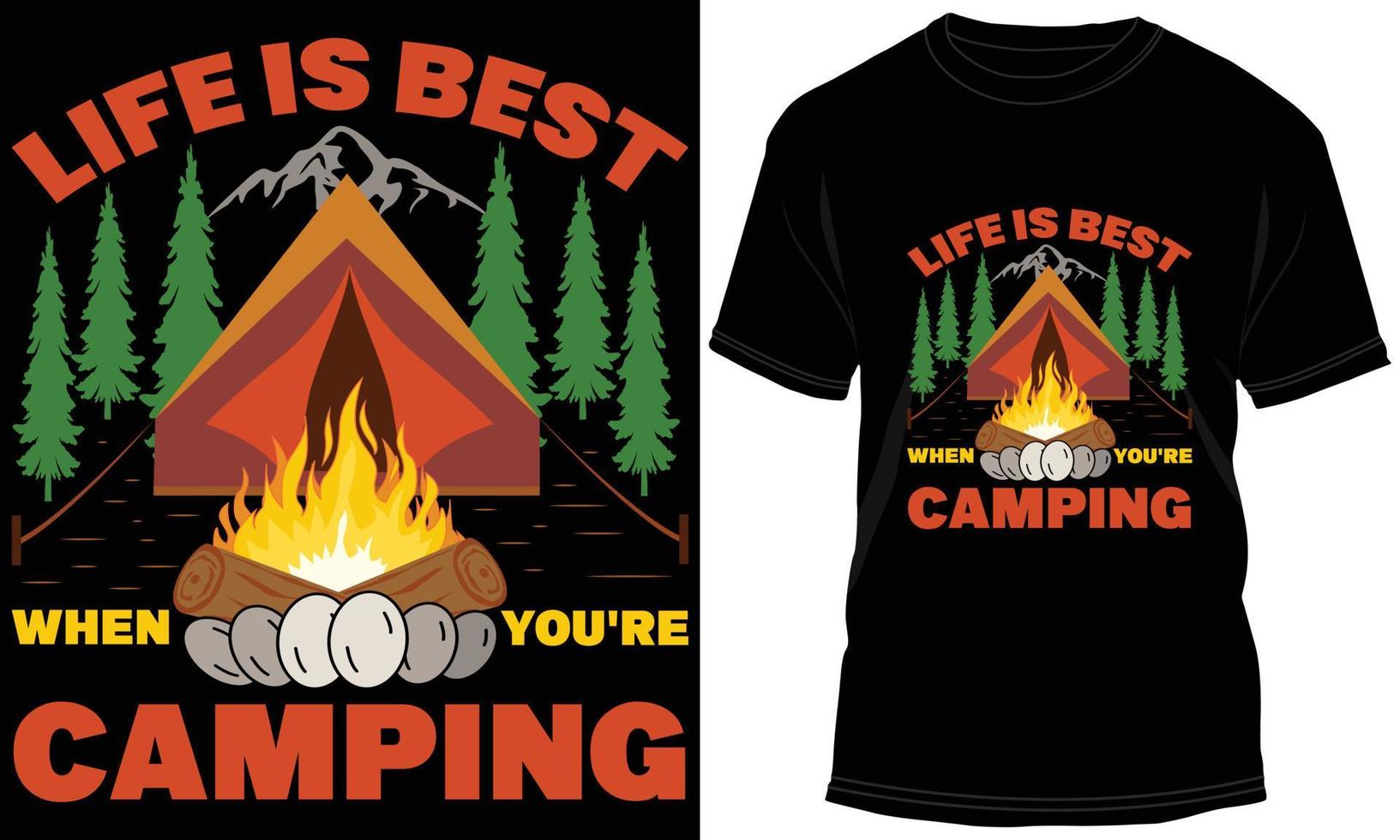 gráfico de vetor de design de camiseta de acampamento