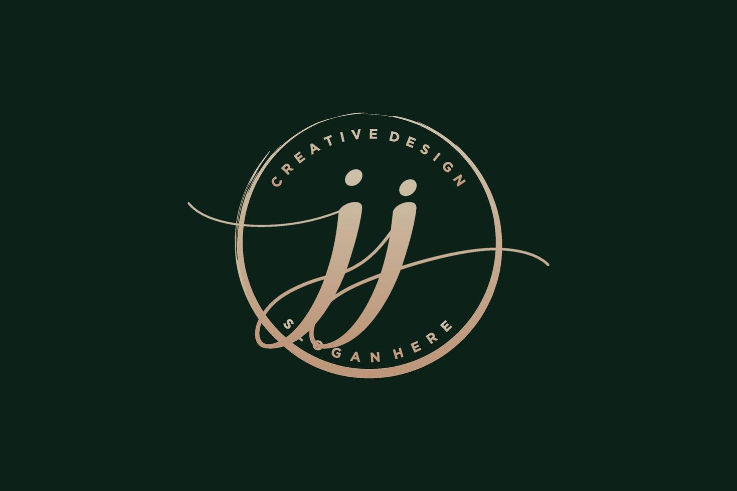 logotipo de caligrafia jj inicial com assinatura de vetor de modelo de círculo, casamento, moda, floral e botânico com modelo criativo.