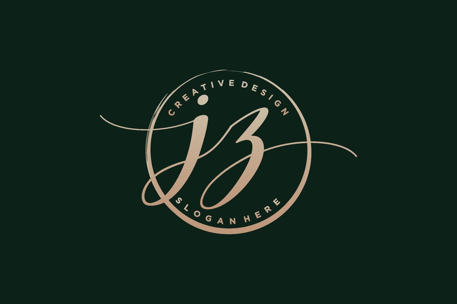 logotipo de caligrafia jz inicial com assinatura de vetor de modelo de círculo, casamento, moda, floral e botânico com modelo criativo.