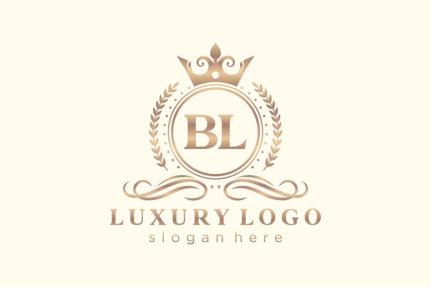 modelo de logotipo de luxo real carta bl inicial em arte vetorial para restaurante, realeza, boutique, café, hotel, heráldica, joias, moda e outras ilustrações vetoriais. vetor