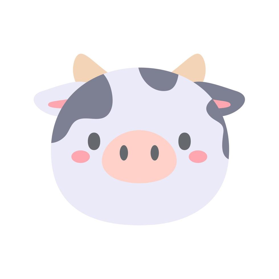vetor de vaca. cara de animal bonito. projeto para crianças