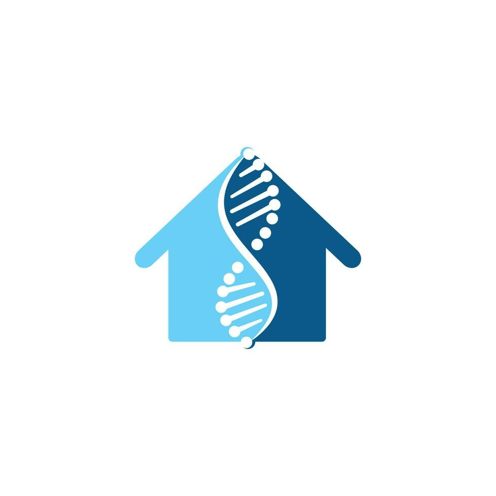 genética científica e design de logotipo de vetor de casa. análise genética, pesquisa de código de biotecnologia dna. cromossoma do genoma da biotecnologia.