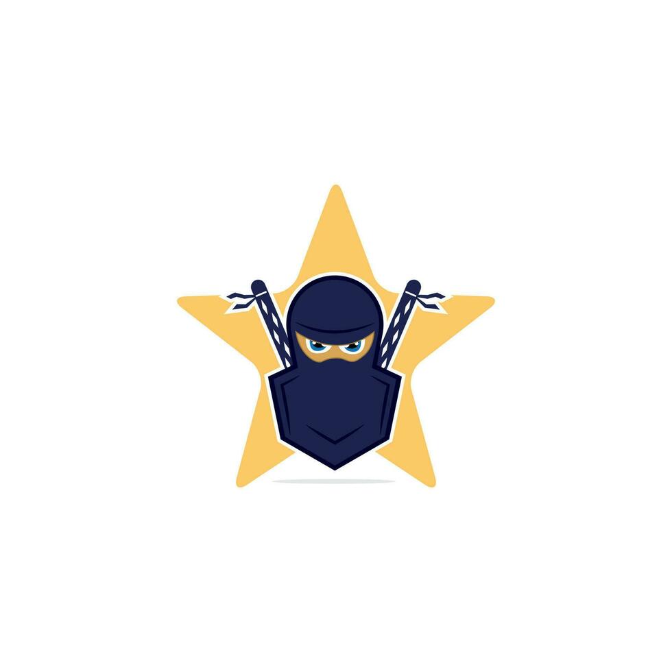 ninja com design de logotipo de vetor estrela.