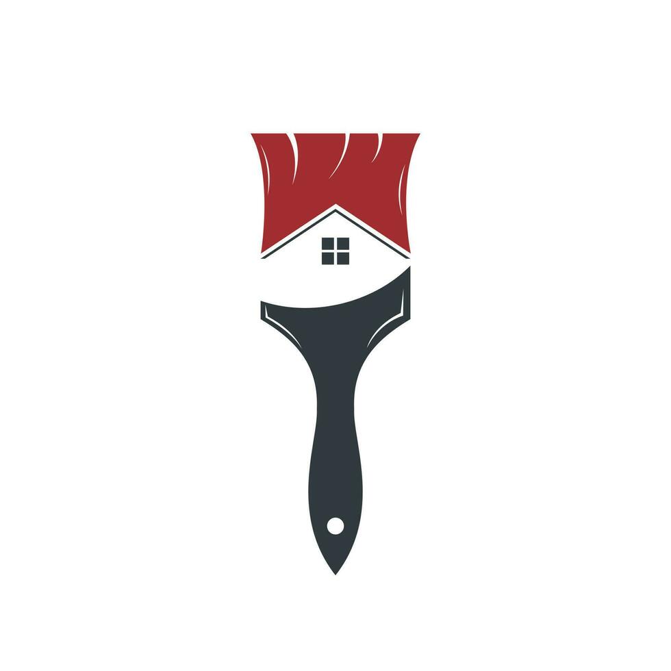 design de logotipo de vetor de restauração em casa. manutenção de propriedade e vetor de ícone de renovação de casa. ícone de pincel de pintura em casa.
